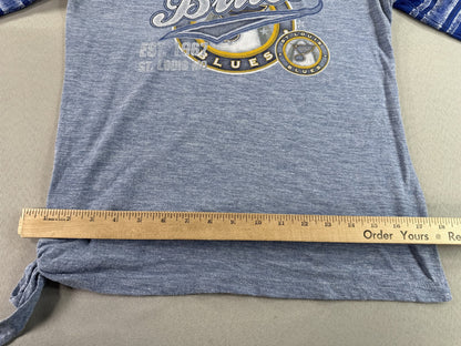 Majestic St. Louis Blues NHL Raglan Tee L Short Sleeve L/G/G Gray Cotton Womens