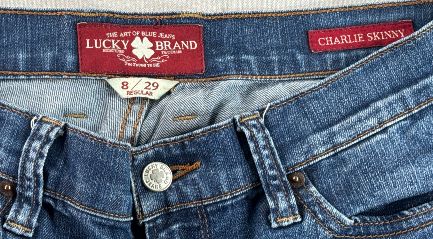 Lucky Brand Charlie Skinny Jeans 8/29 Regular Womens Blue Denim Medium Wash Pant