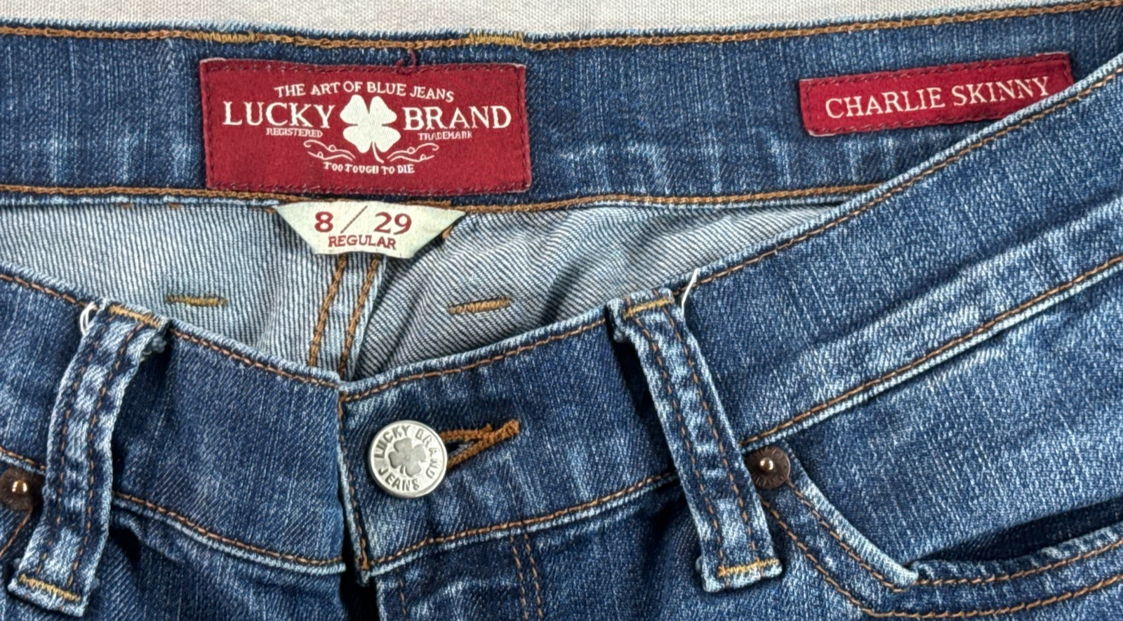 Lucky Brand Charlie Skinny Jeans 8/29 Regular Womens Blue Denim Medium Wash Pant