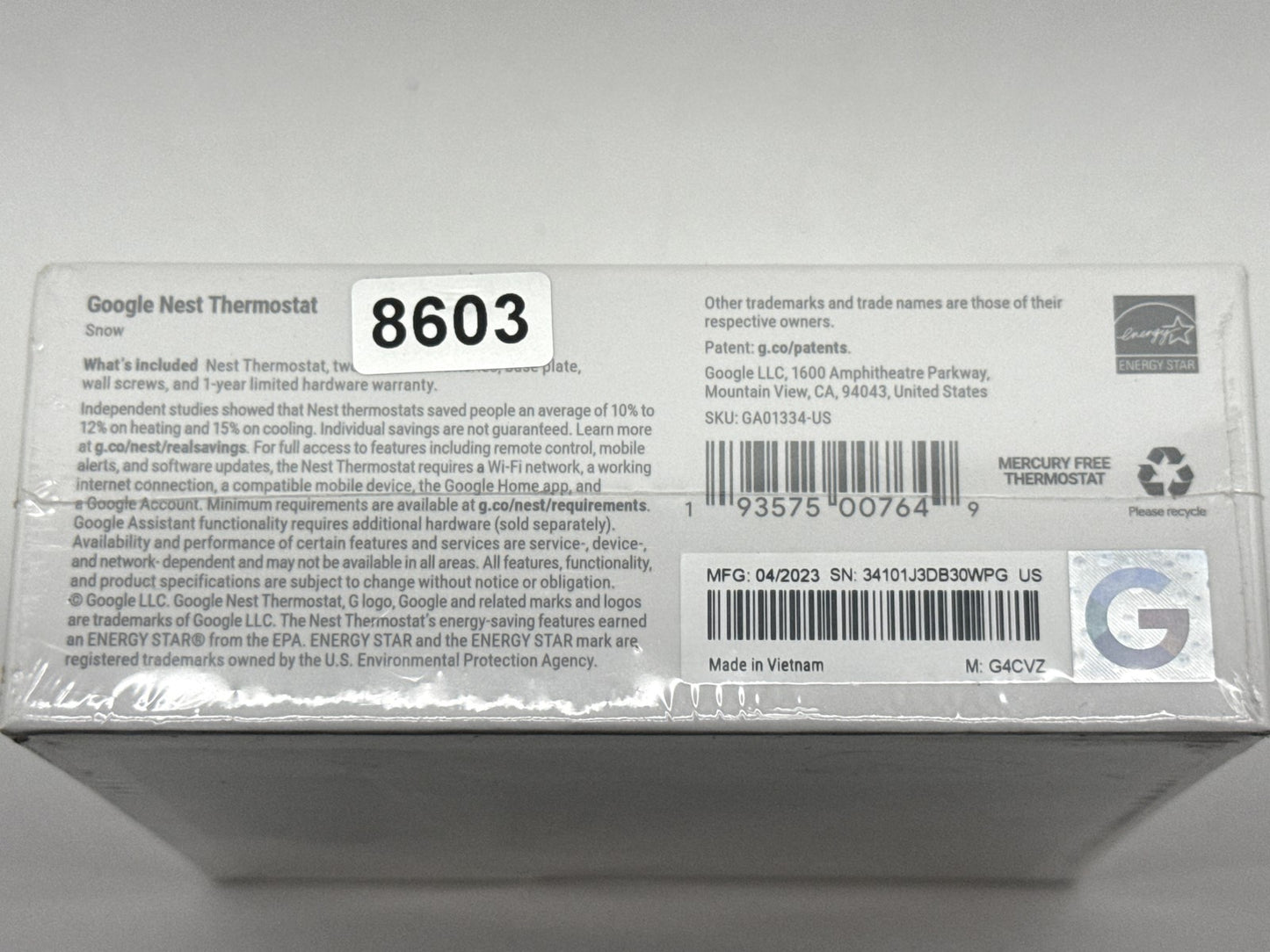 Google Nest Thermostat 4th Gen Snow White Smart Home Wi Fi Compatible Energy Box