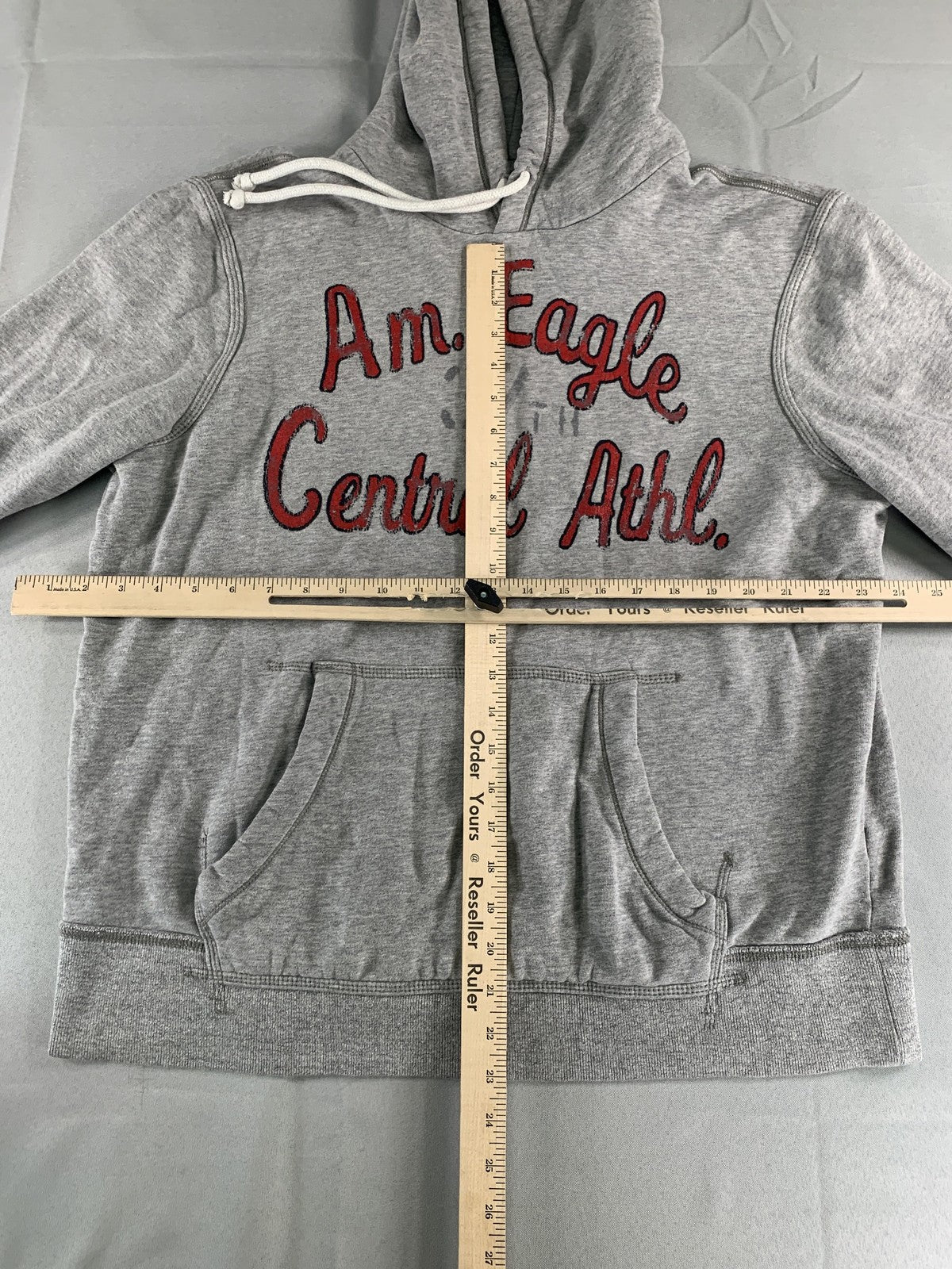 American Eagle Hoodie Mens Large Central Athl Pullover Sweatshirt Embroidered