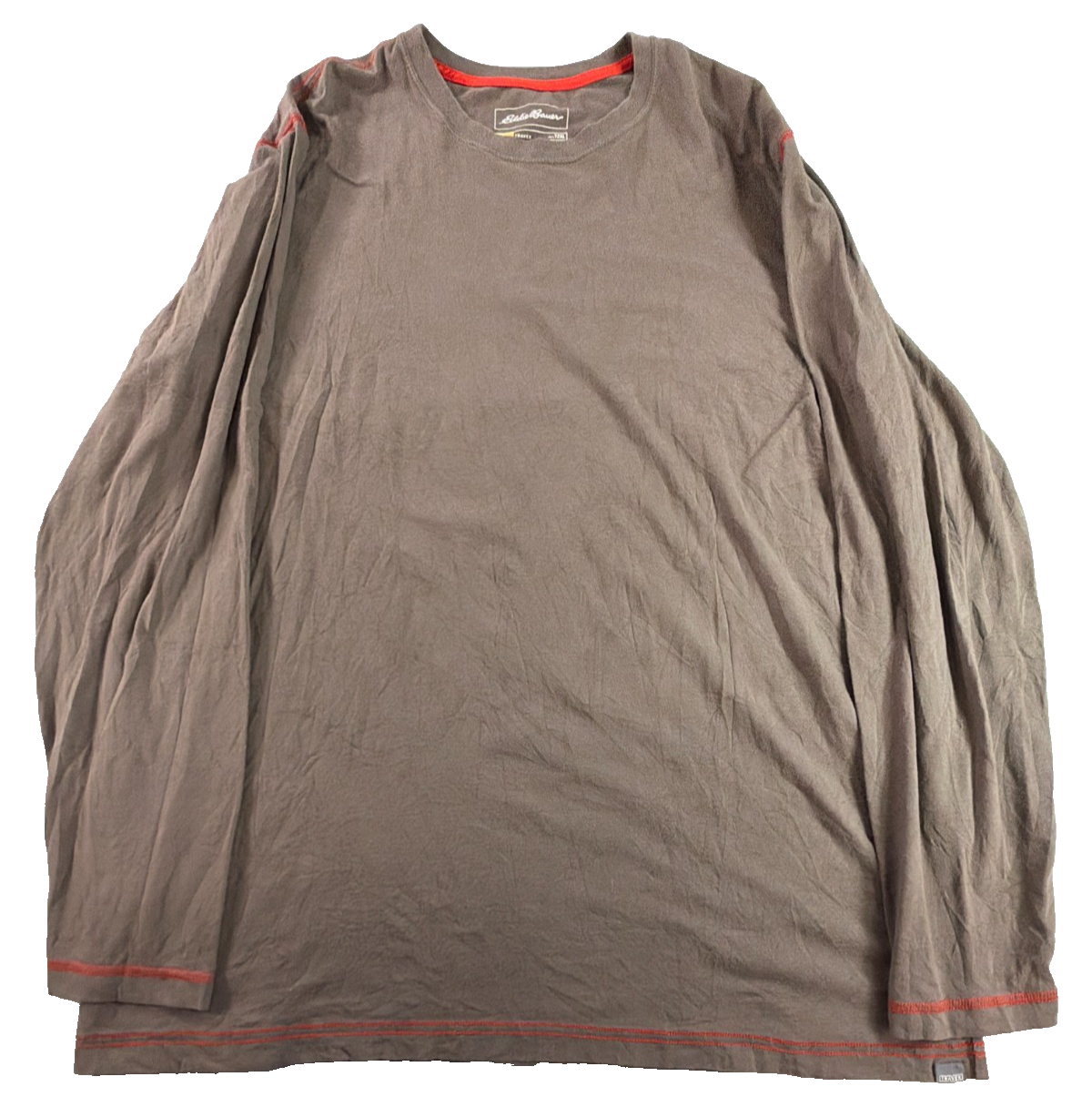 Eddie Bauer Travex Mens T2XL Tall 2XL Brown Long Sleeve Crew Tee Shirt Hiking