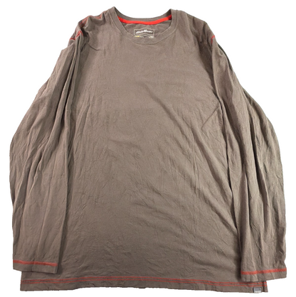 Eddie Bauer Travex Mens T2XL Tall 2XL Brown Long Sleeve Crew Tee Shirt Hiking