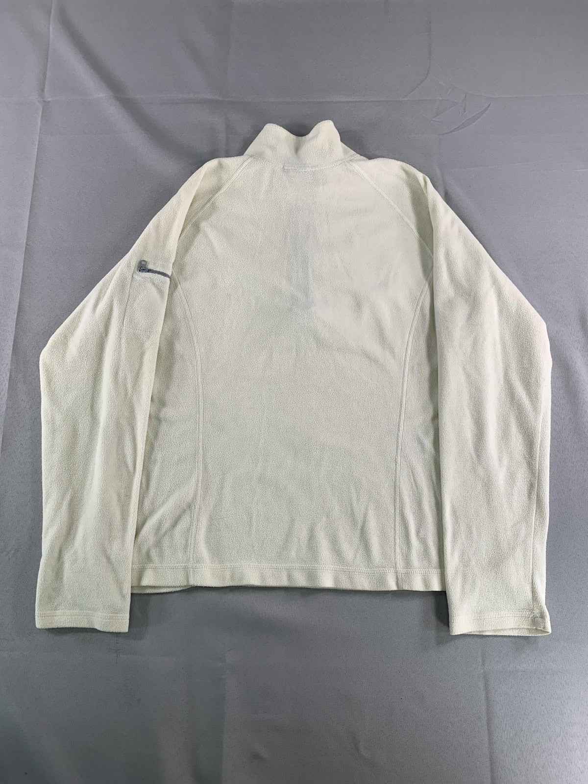 LL Bean Pullover Mens Medium Off White Fleece Half Zip Warm Lightweight Outdoors