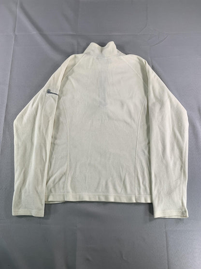 LL Bean Pullover Mens Medium Off White Fleece Half Zip Warm Lightweight Outdoors