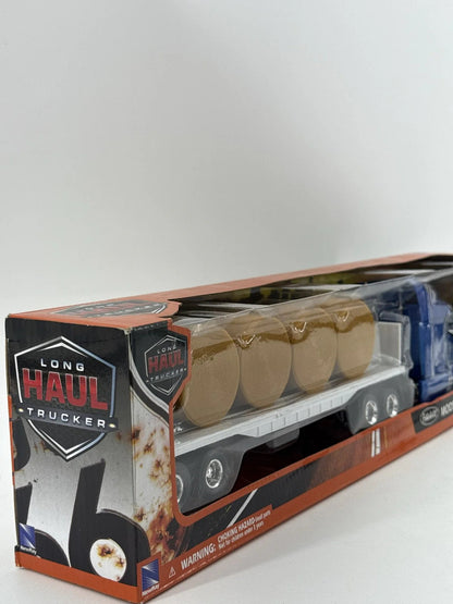 New Ray Peterbilt 387 Flatbed Truck Hay Bales 1:43 Diecast Semi NIB Farm 143 NWT