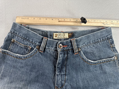 MICROS M2BX 385 Jeans 34x30 Blue 100% Cotton Straight Leg Classic Zip Fly
