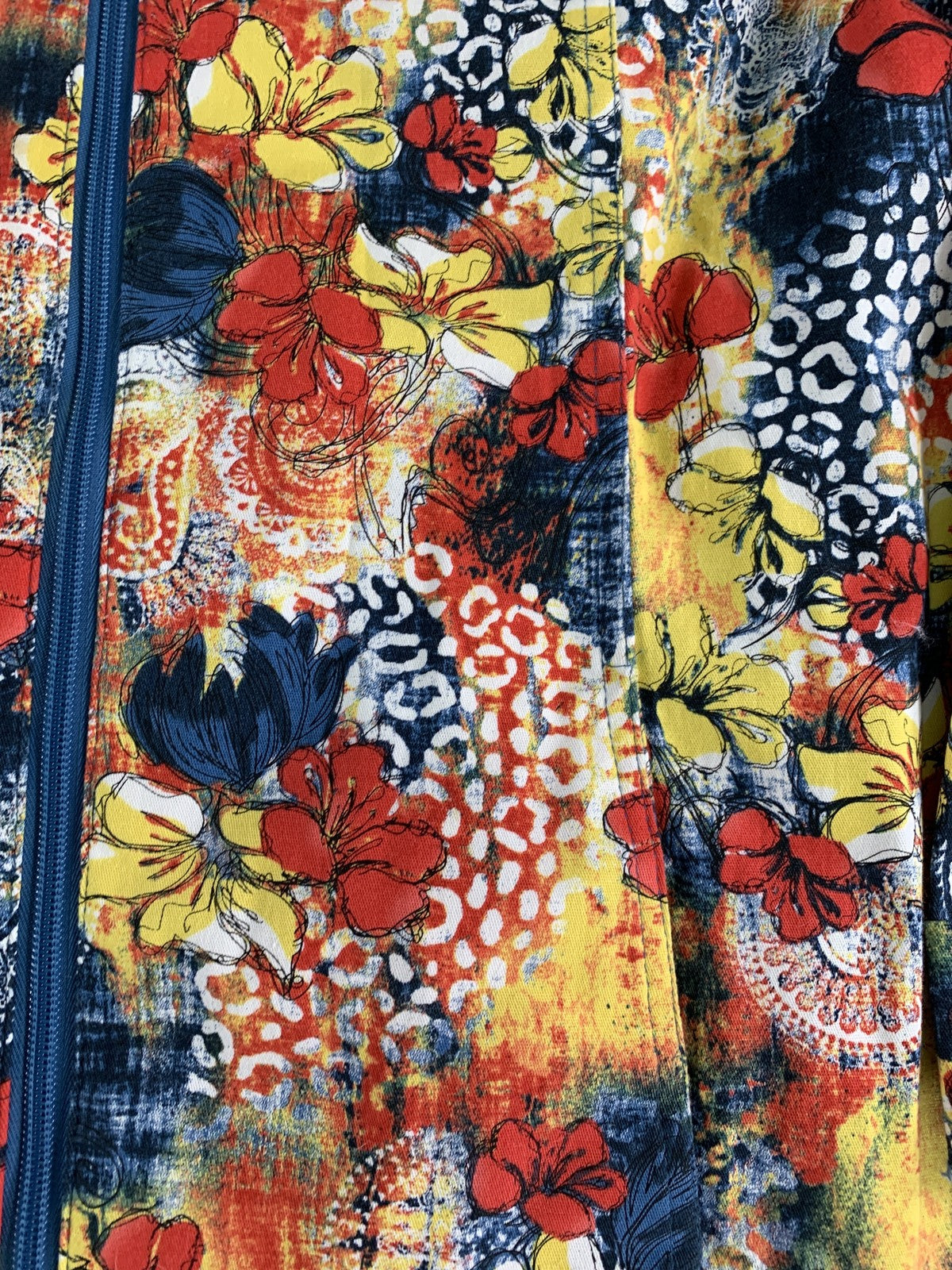 City Blues by Koret Jacket Womens Large Floral Zip Up Casual Retro Print 98 NWT