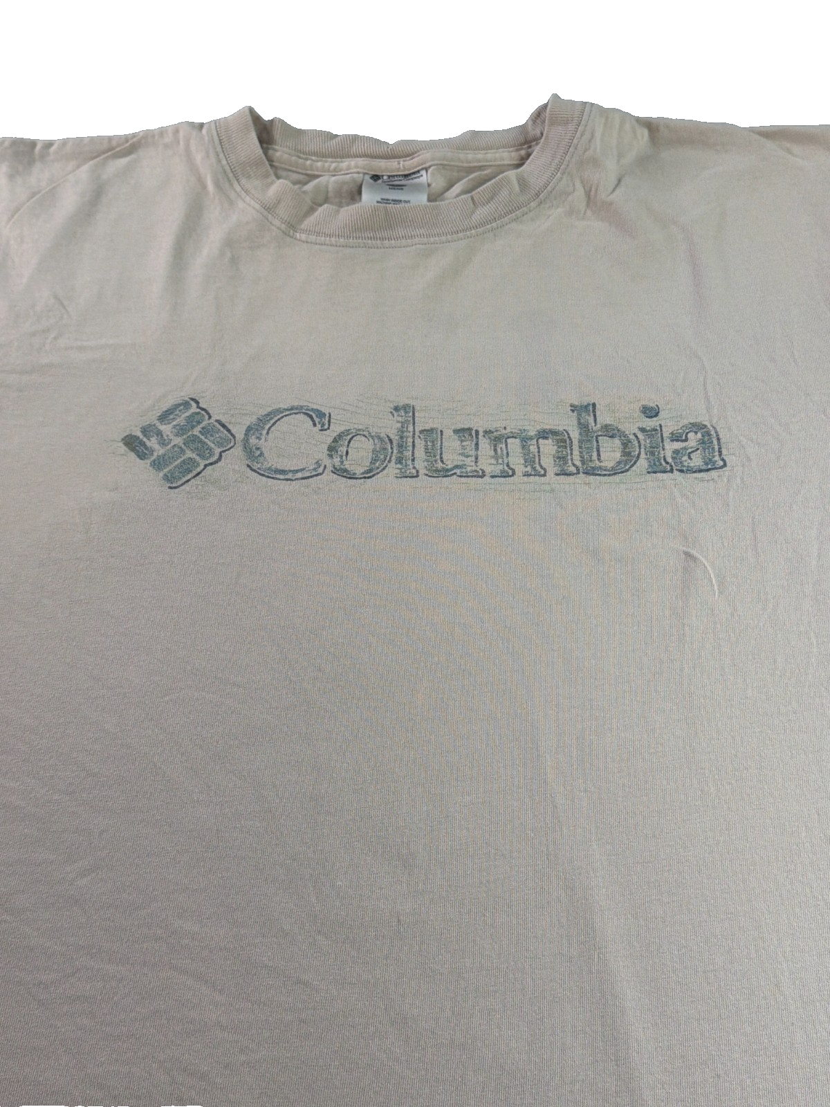 Columbia Sportswear Mens Large Cream Logo Graphic Tee Short Sleeve 100% Cotton