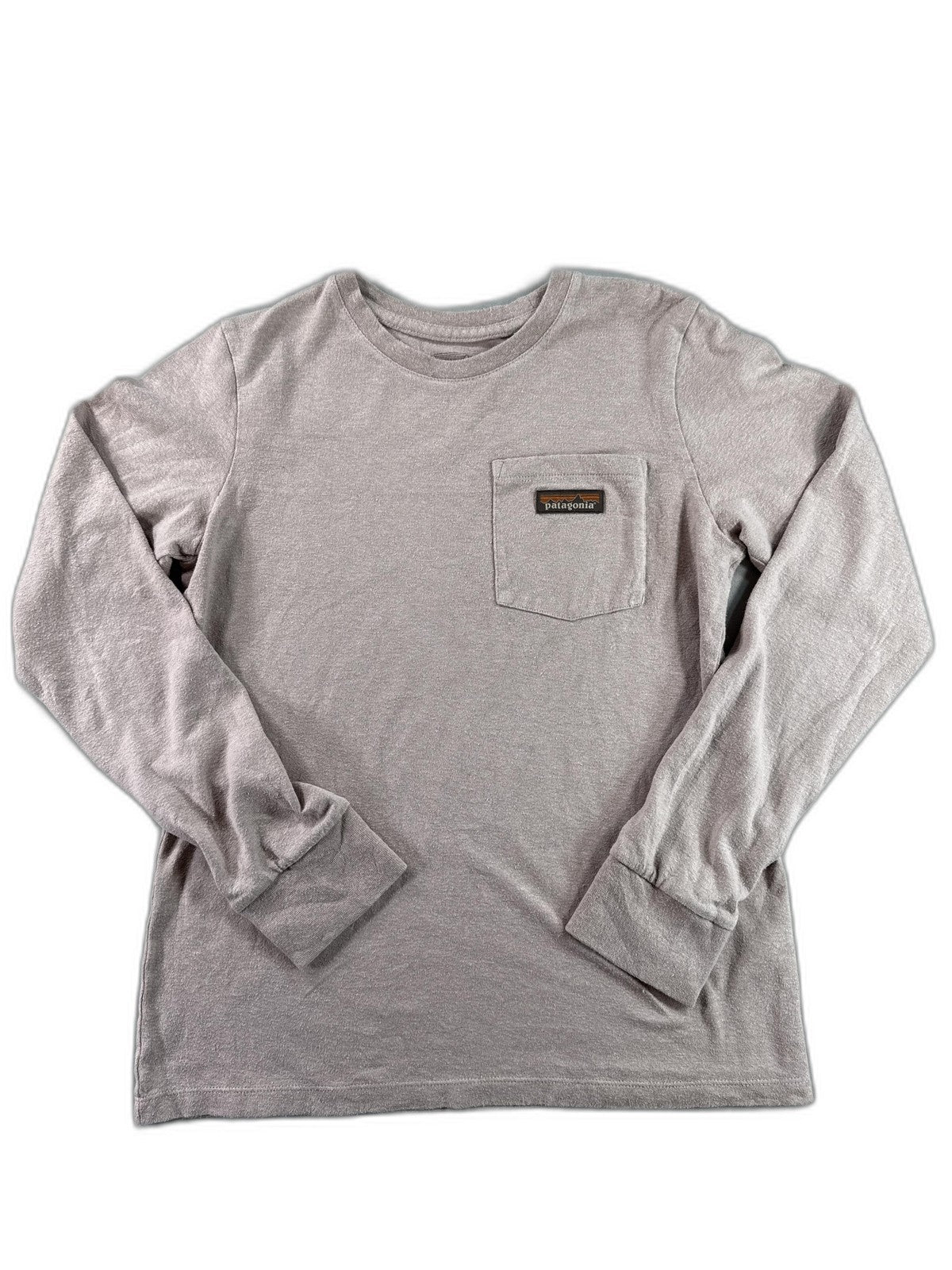 Patagonia Long Sleeve Tee Mens Gray Cotton Jersey Regular Fit Pocket Logo Shirt