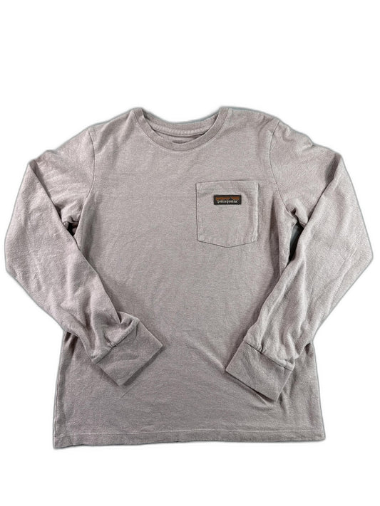 Patagonia Long Sleeve Tee Mens Gray Cotton Jersey Regular Fit Pocket Logo Shirt