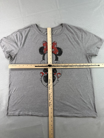 Disney Minnie Mouse Graphic Tee Gray XXL 50/50 Cotton Polyester