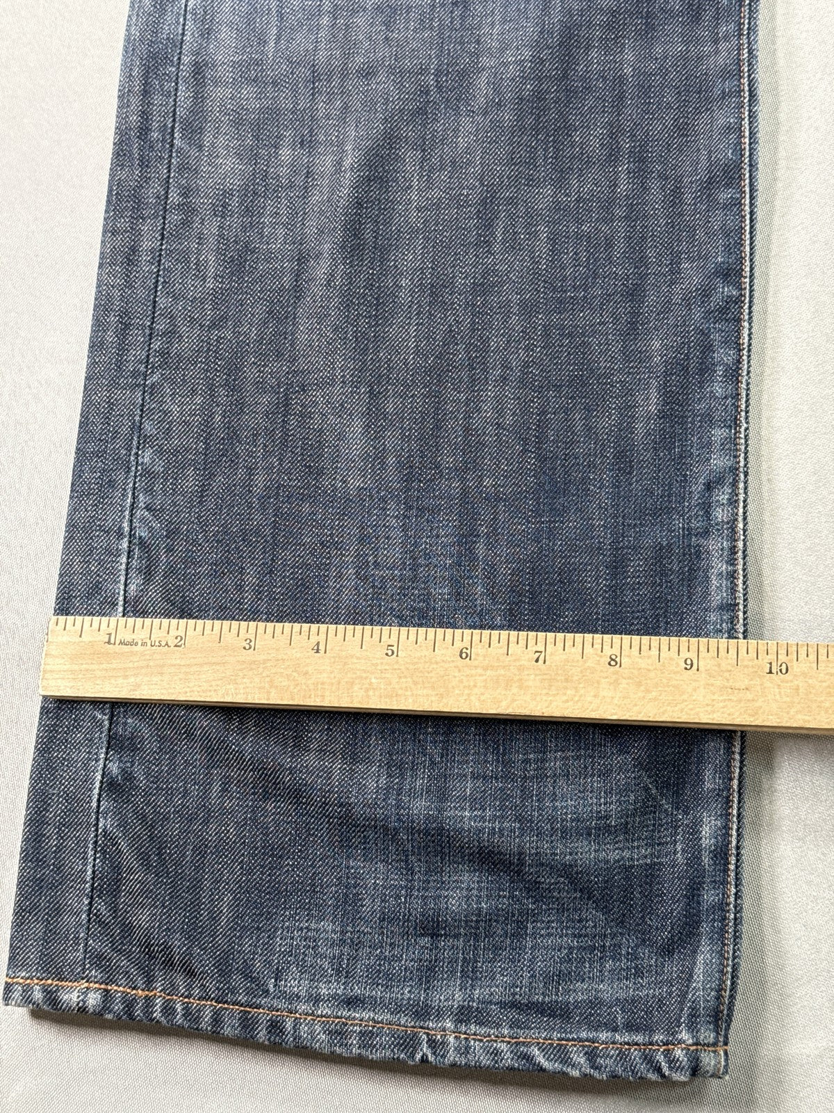 Evisu Straight Leg Jeans Mens 38 Blue 100% Cotton Regular Fit Vintage Grunge