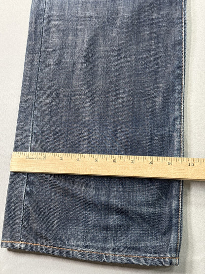 Evisu Straight Leg Jeans Mens 38 Blue 100% Cotton Regular Fit Vintage Grunge