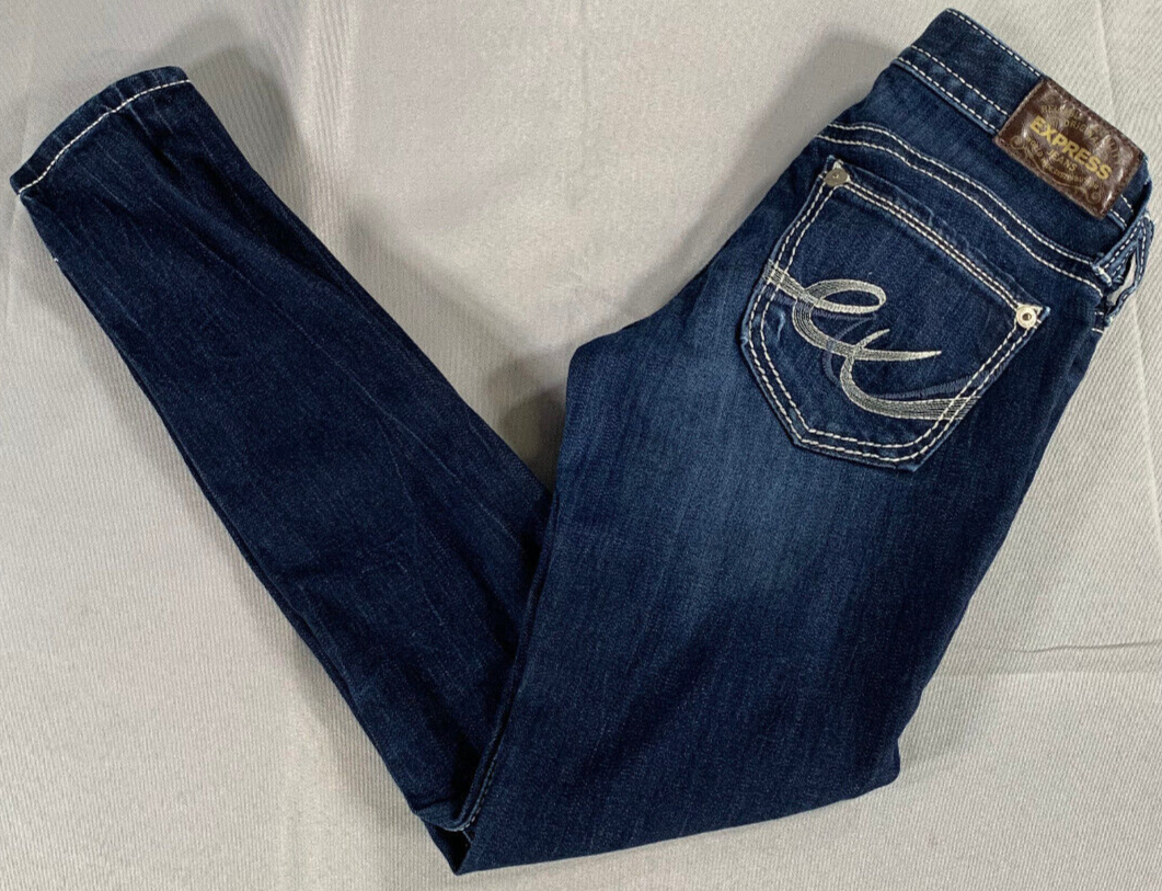 Express Stella Skinny Legging Jeans Women 00 Short Low Rise 28x26 Stretch Denim