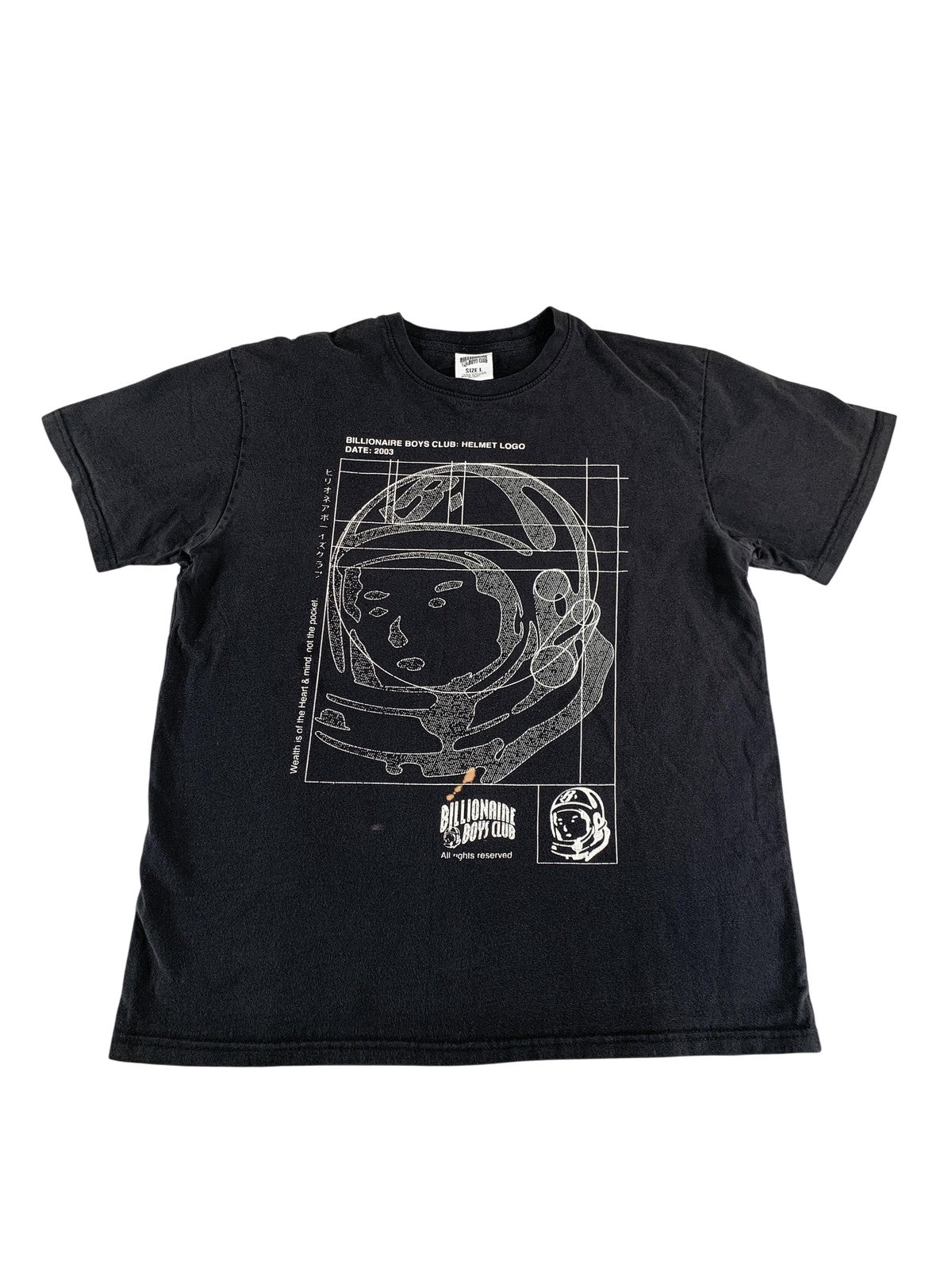 Billionaire Boys Club Shirt Mens Large Black Helmet Logo Graphic Tee 2003 Cotton