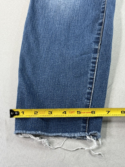 Jones New York Womens 18W High Rise Wide Leg Raw Hem Stretch Jeans Medium Wash