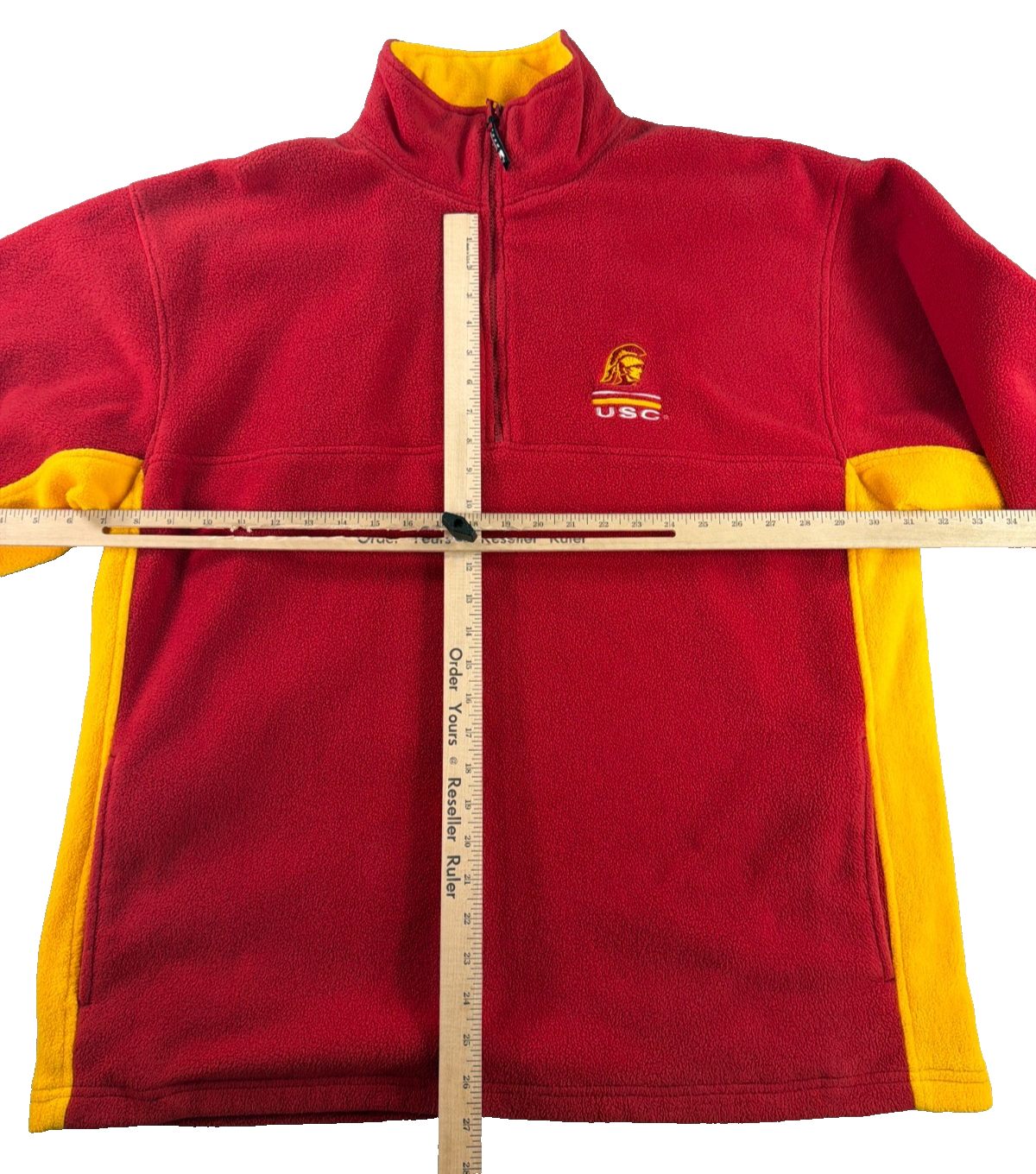 USC Trojans Starter Vintage Fleece Quarter Zip Pullover XL Red Gold Embroidered