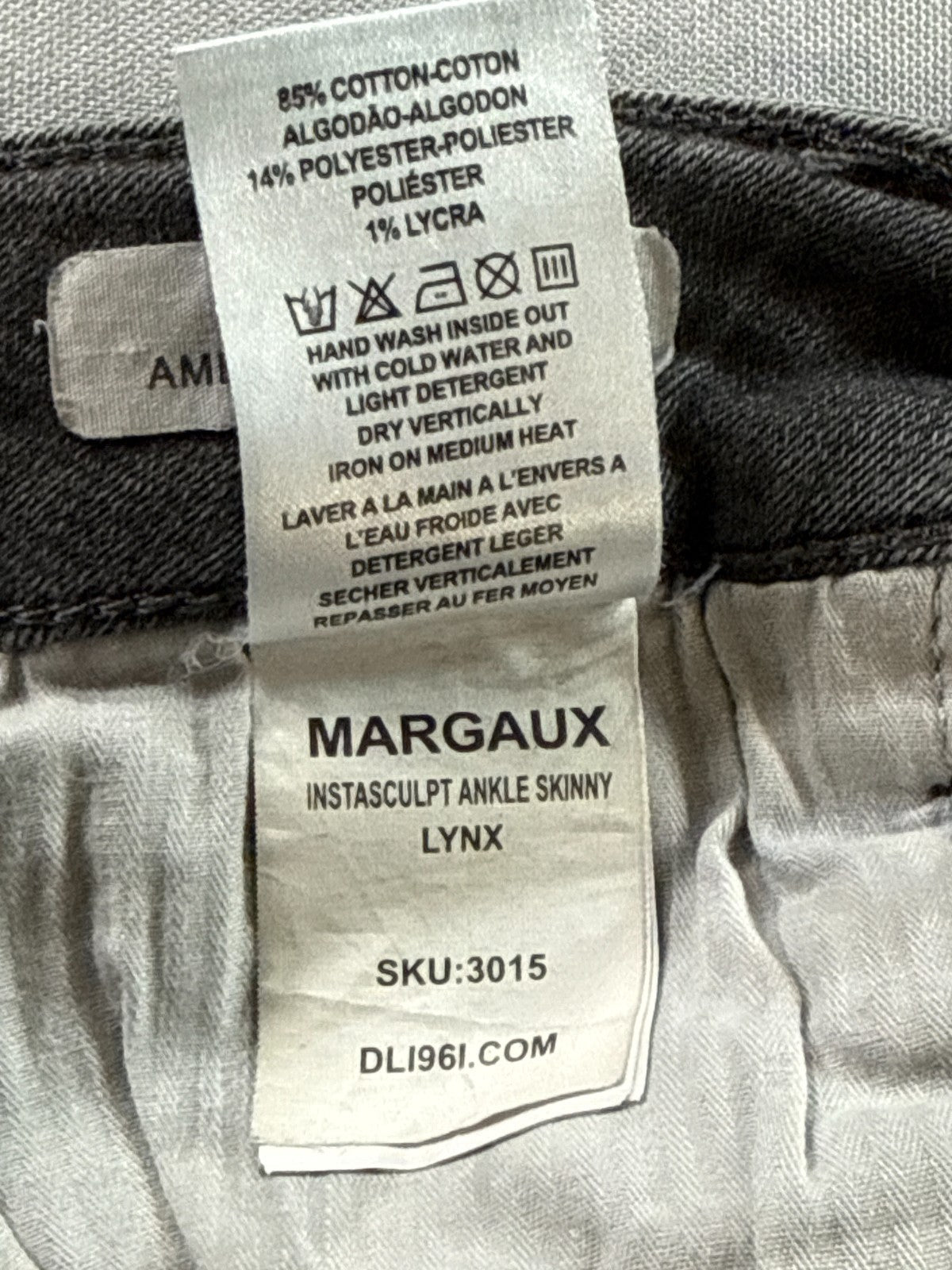 DL1961 Margaux Instasculpt Ankle Skinny Gray Stretch Jeans Women 28 Crop