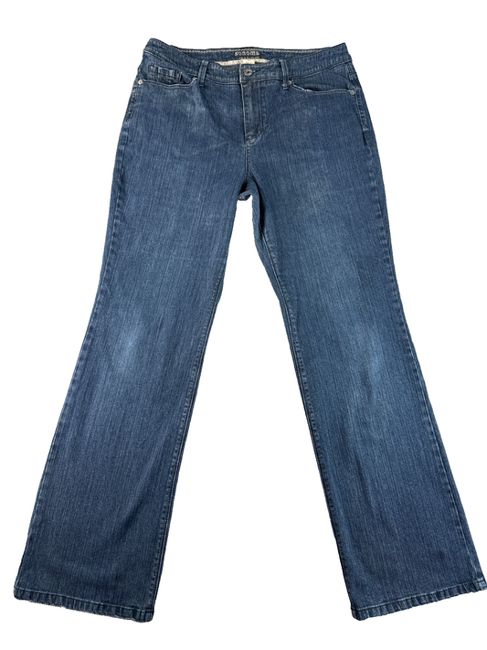 Sonoma Life + Style Womens Jeans 14 Bootcut Mid Rise Medium Wash Blue Denim Flap