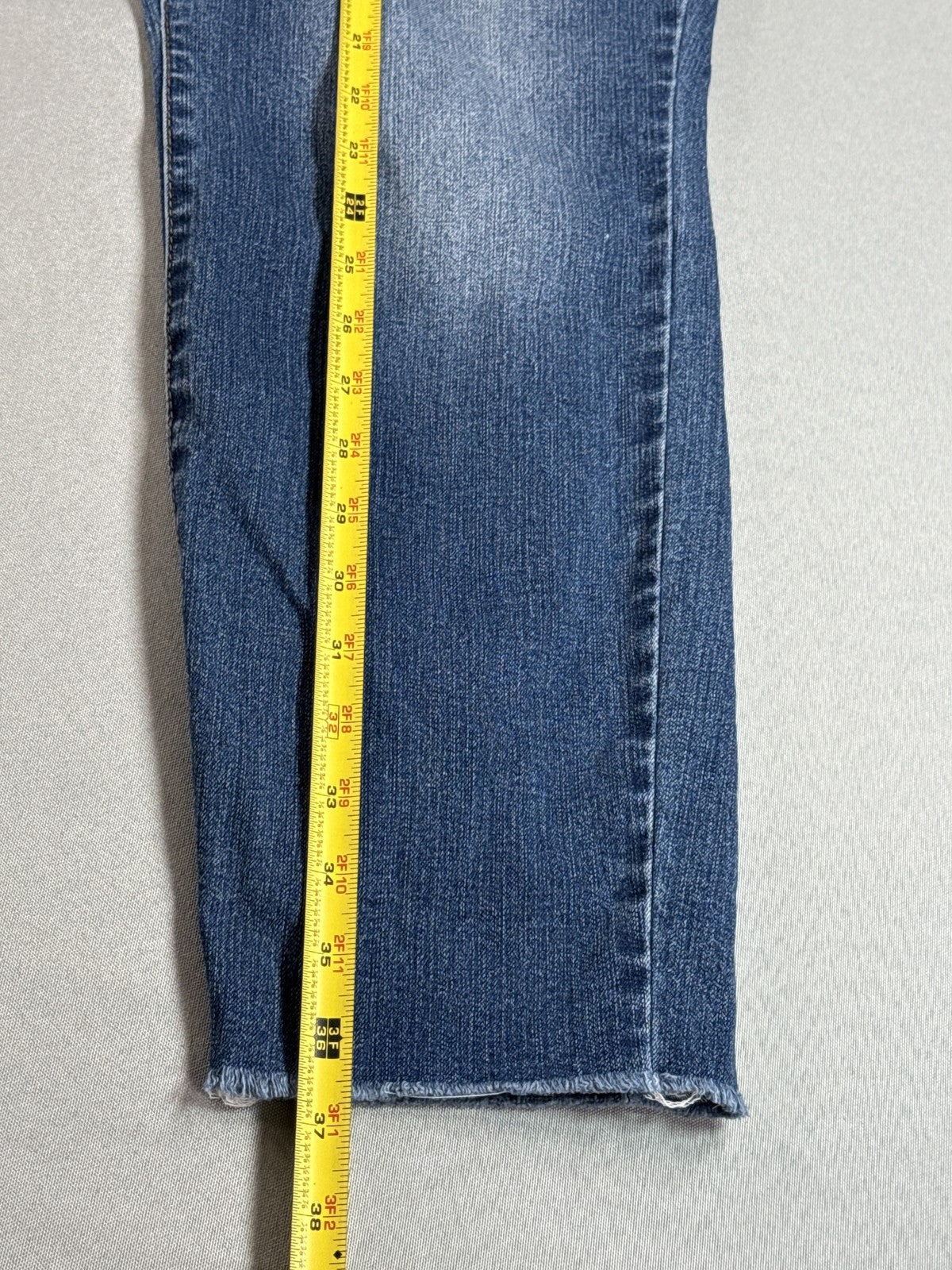 Jones New York Womens 18W High Rise Wide Leg Raw Hem Stretch Jeans Medium Wash