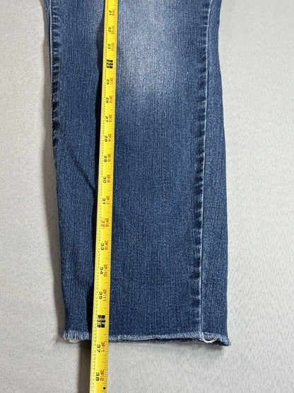 Jones New York Womens 18W High Rise Wide Leg Raw Hem Stretch Jeans Medium Wash
