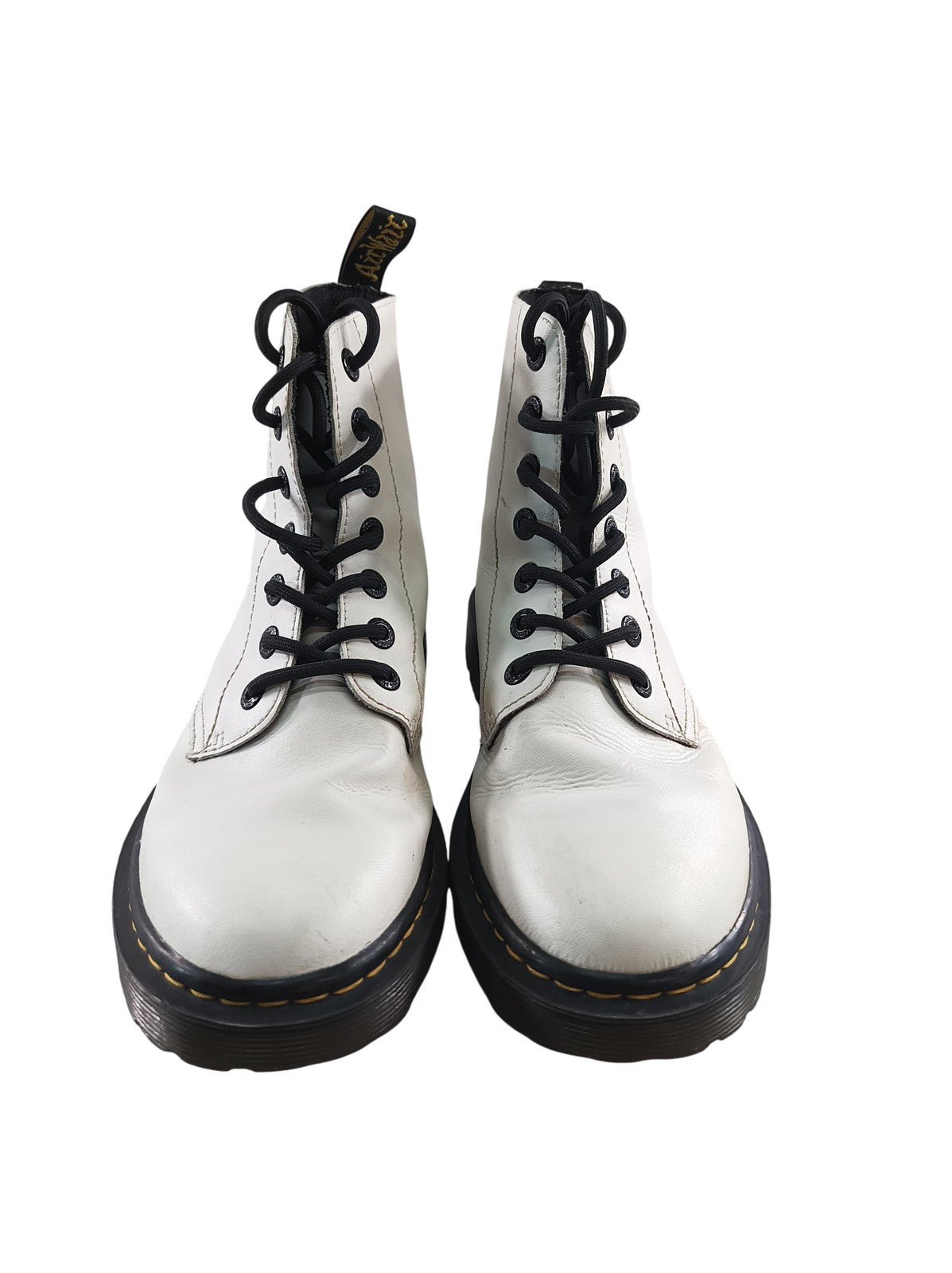 Dr. Martens 1460 Boots Womens Size 8 White Leather 8-Eye Lace Up Combat AirWair