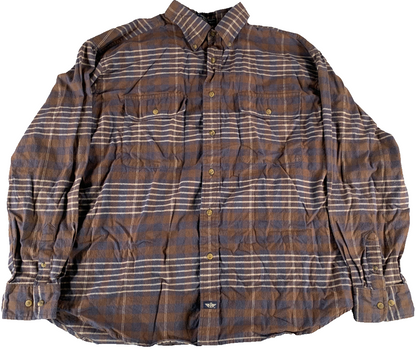 Dockers Plaid Button Down Shirt Brown Blue Flannel Long Sleeve Cotton L Apparel