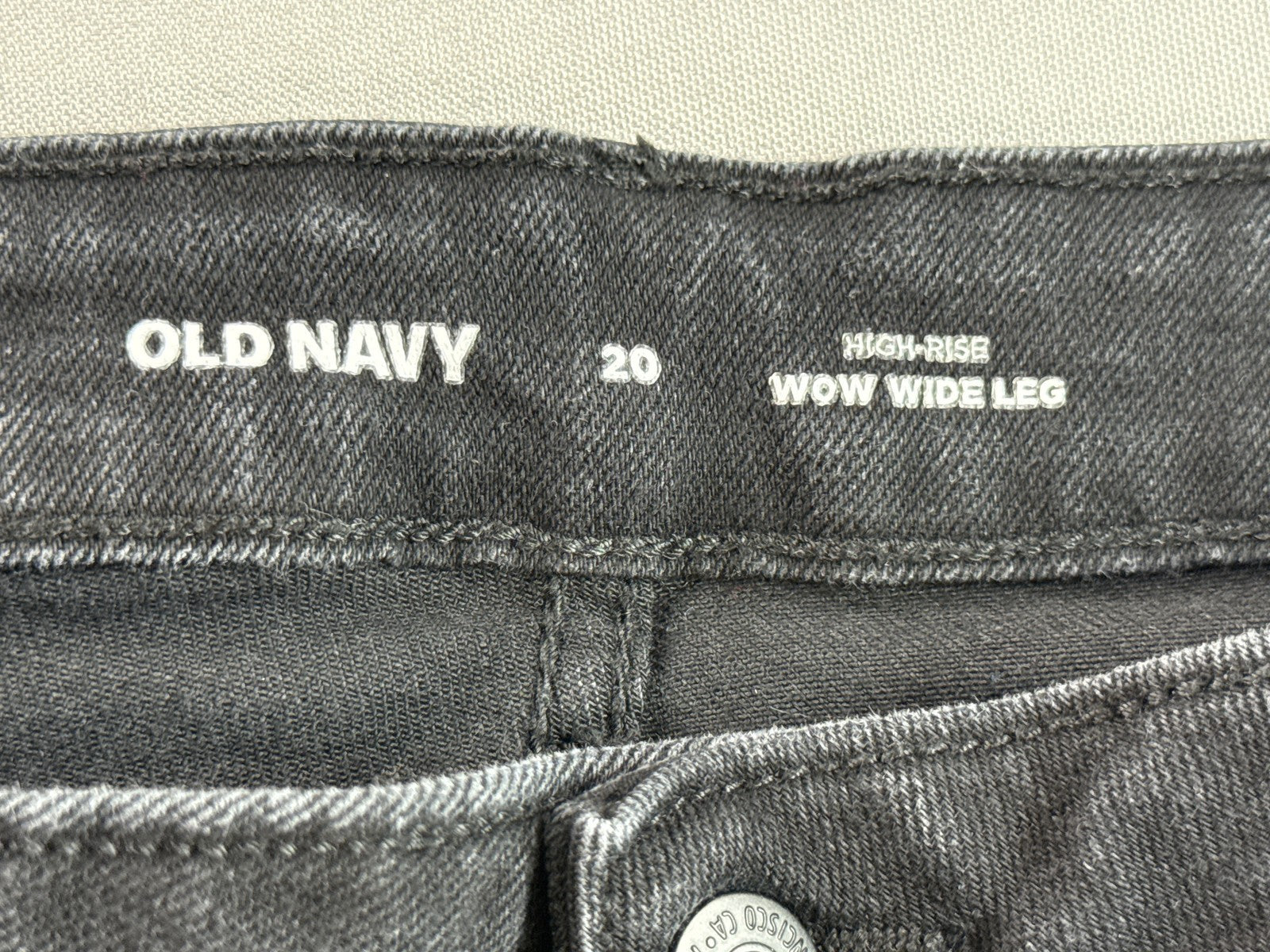 Old Navy High Rise Wide Leg Jeans Womens 20 Black Denim Cropped Stretch Frayed