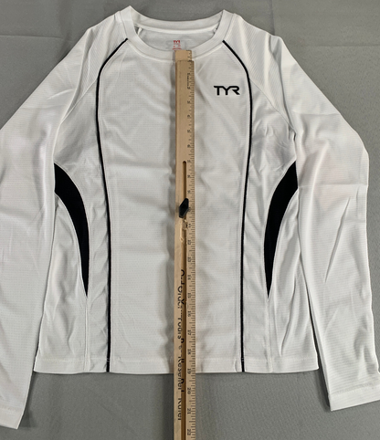TYR Competitor Long Sleeve Top White XS Womens Compression Swim Tri Shirt Pullov