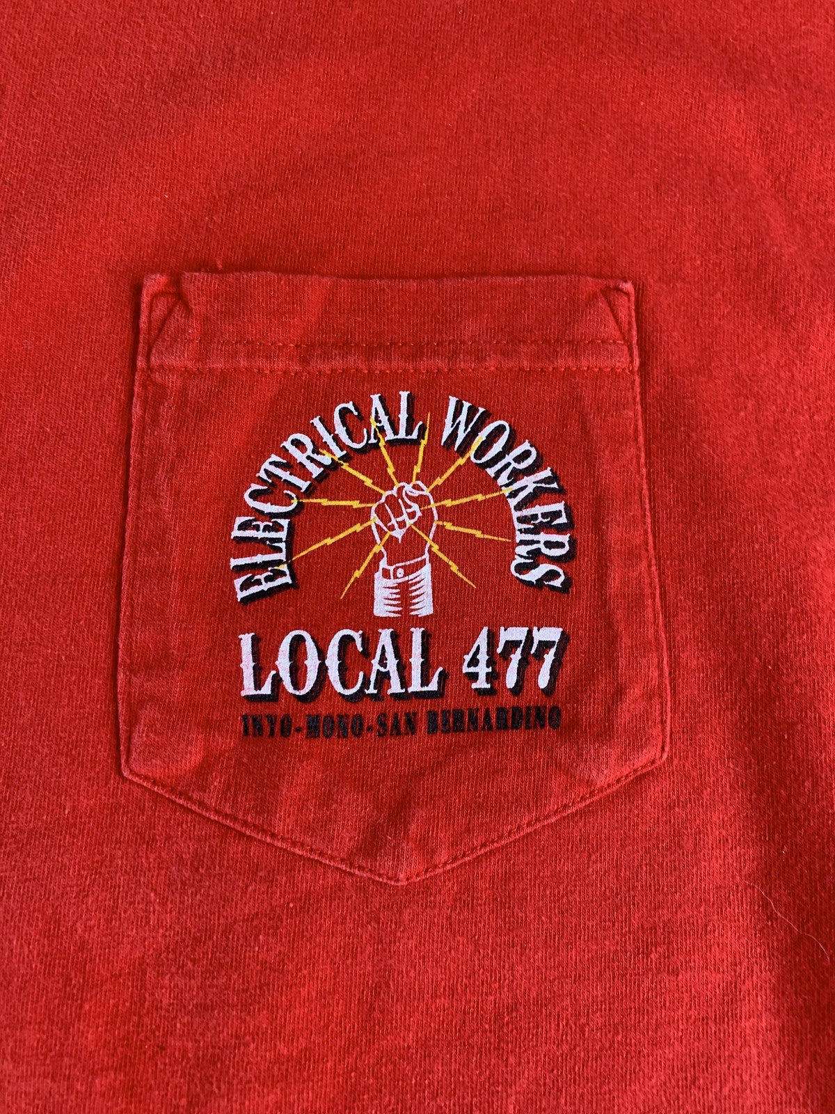 Electrical Workers Local 477 Shirt Mens XL Red Pocket Union Tee Made USA Cotton