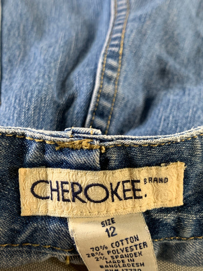Cherokee Blue Jean Shorts Womens 12 Stretch Denim Mid Rise 5 Pocket Casual Class