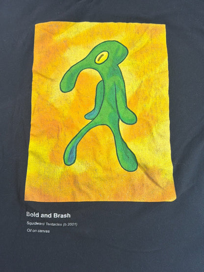 SpongeBob Squidward Bold Brash Painting Nickelodeon Mens Large Black Tee 2020