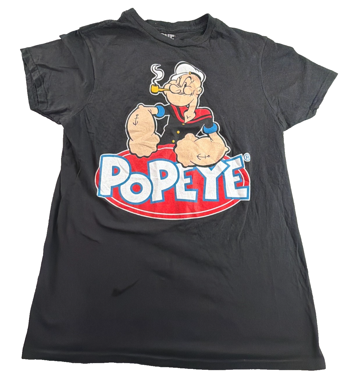 Popeye Sailor Man Graphic T-Shirt Womens Small Black 100% Cotton Licensed 2023