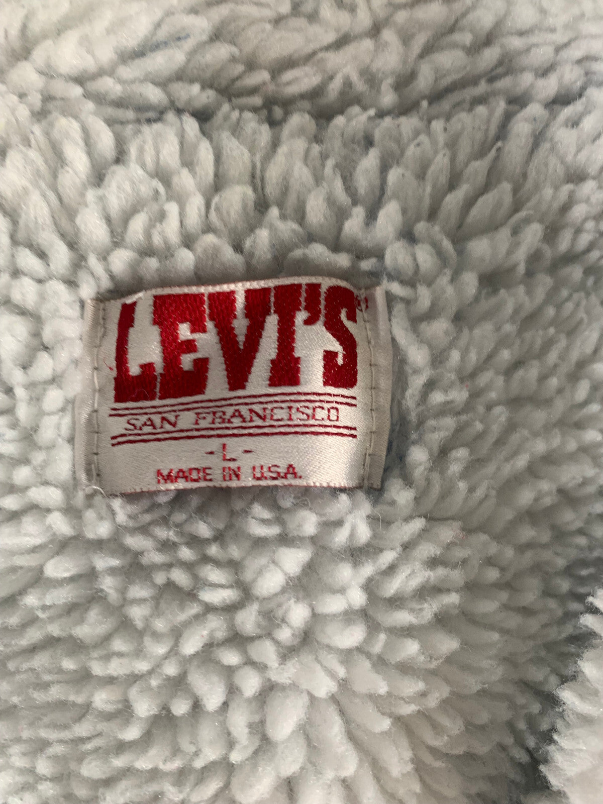 Levi’s Acid Wash Sherpa Lined Trucker Jacket USA 70609-0219 Denim Type 3 80s L