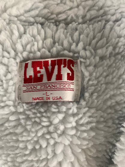 Levi’s Acid Wash Sherpa Lined Trucker Jacket USA 70609-0219 Denim Type 3 80s L