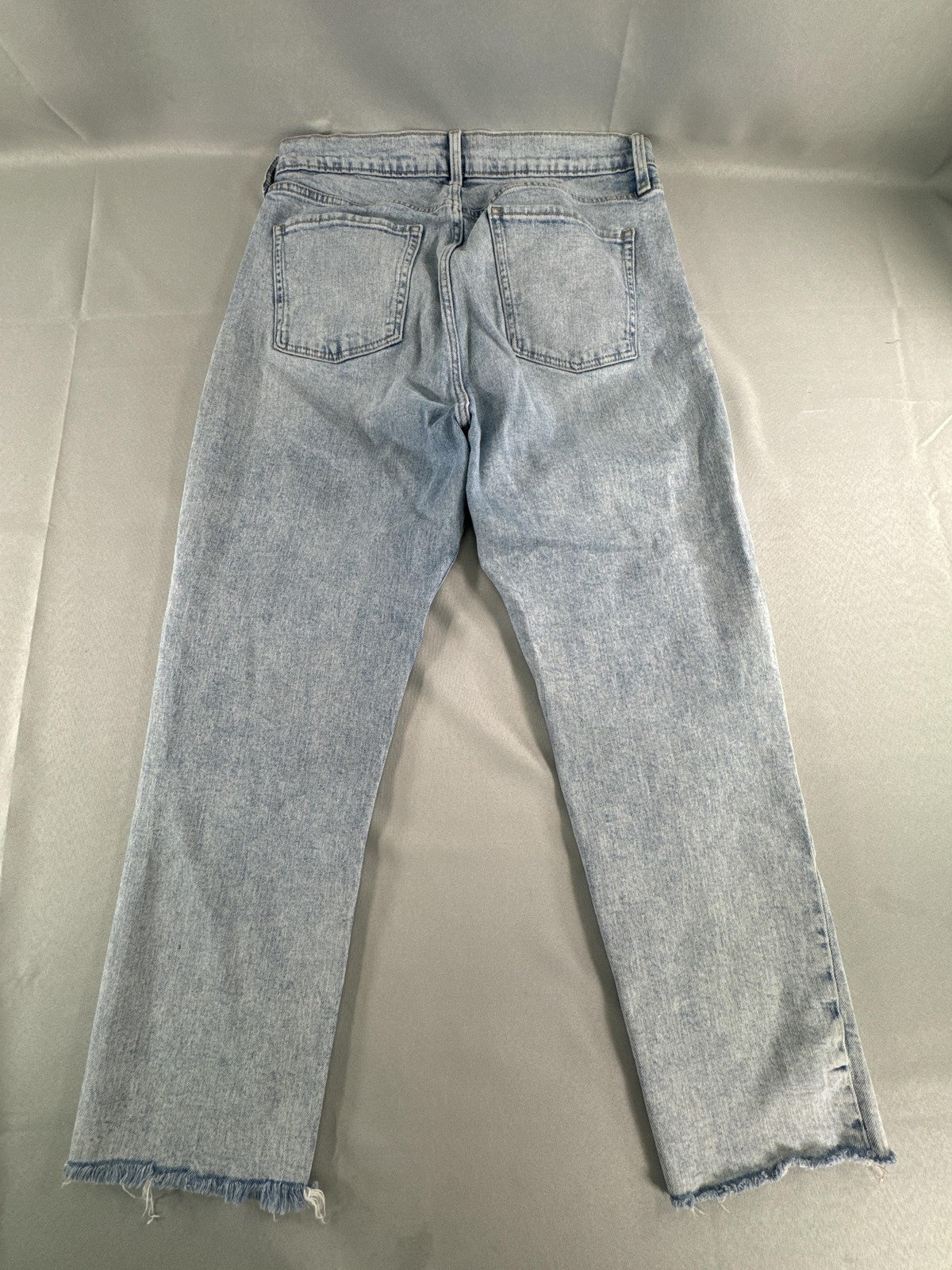 Old Navy Jeans Womens 14 Light Wash Sky Hi Straight Secret Slim Pockets Raw Hem