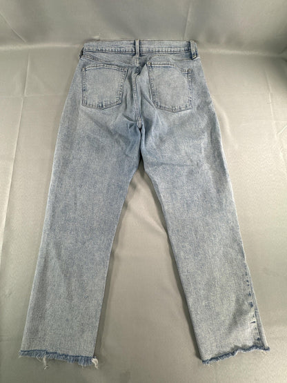 Old Navy Jeans Womens 14 Light Wash Sky Hi Straight Secret Slim Pockets Raw Hem