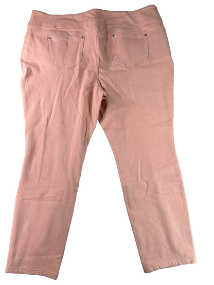 Belle By Kim Gravel Pink Crop Jeans Womens 2X Pull On Stretch Denim Capris Pants