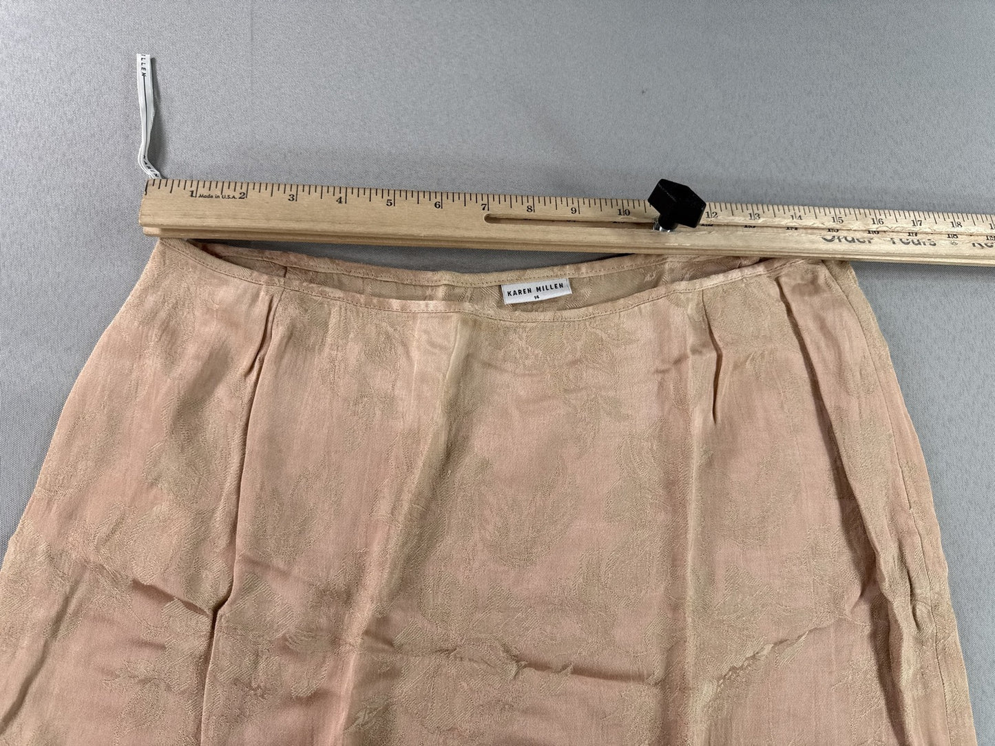 KAREN MILLEN SK035/S00S Midi Skirt 14 Beige Floral Print Viscose Acetate Length