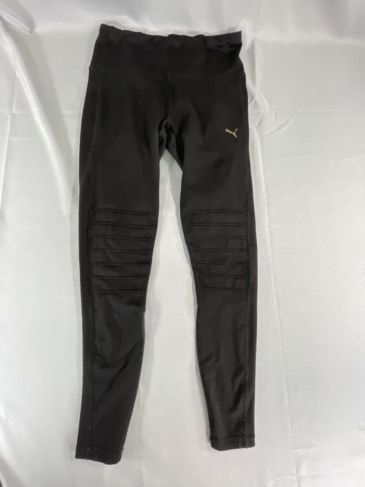 Puma Leggings Womens Medium Black Moto Activewear Mesh Panel High Waist Athletic