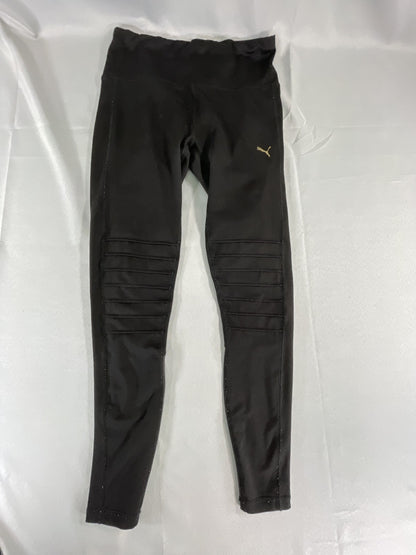 Puma Leggings Womens Medium Black Moto Activewear Mesh Panel High Waist Athletic