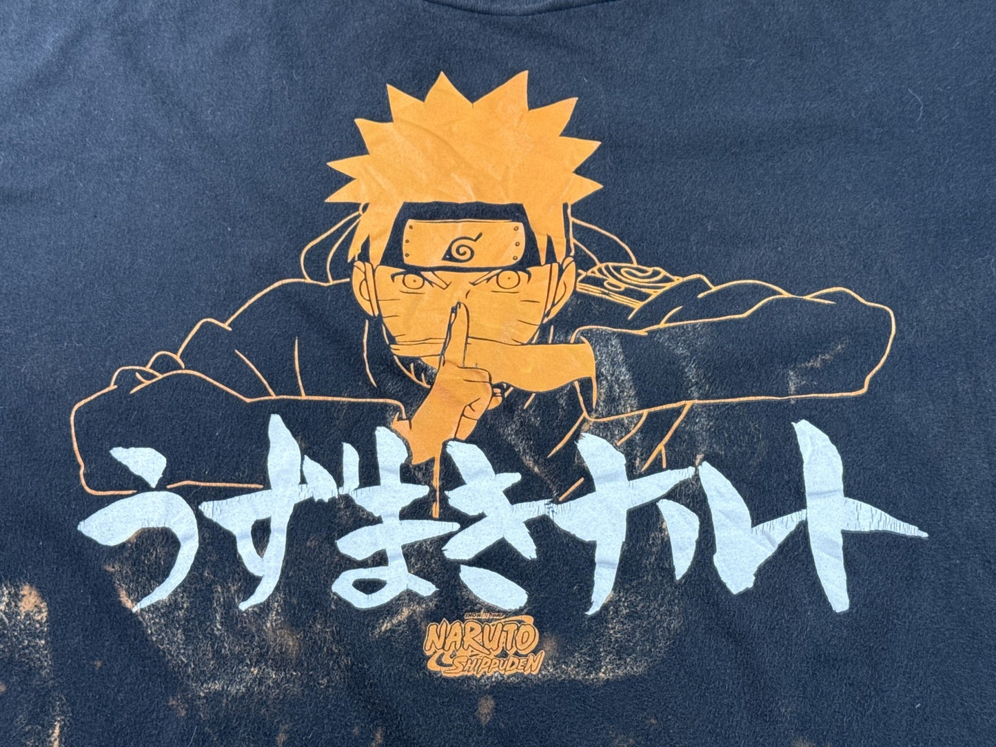 Naruto Shippuden Graphic Tee Mens XL Black Cotton Distressed Short Sleeve