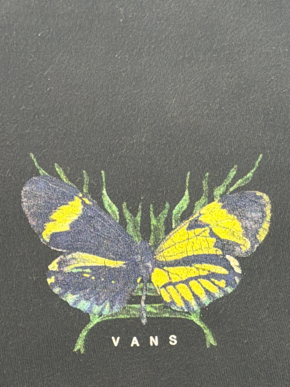 Vans Black Butterfly Floral Garden Graphic Tee Short Sleeve T-Shirt Skate Boho