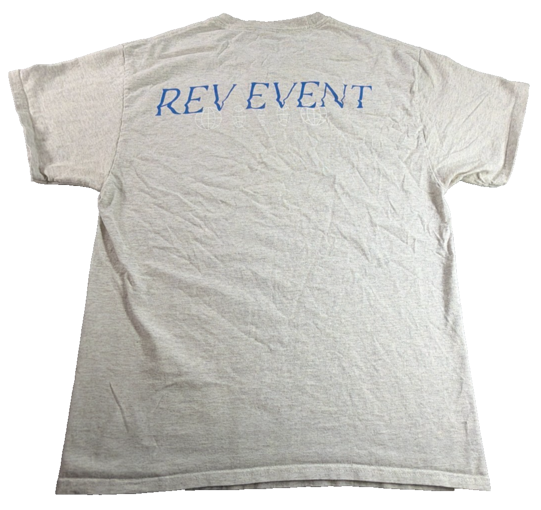 Champion Rev Event Globe Graphic Mens Large Gray Heather Tee Authentic Athletic