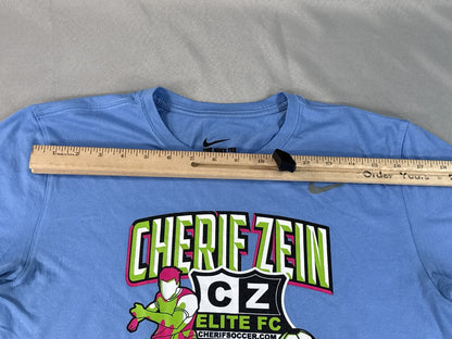 NIKE Cherif Zein Sports Tee M Blue Polyester Athletic Graphic Crewneck