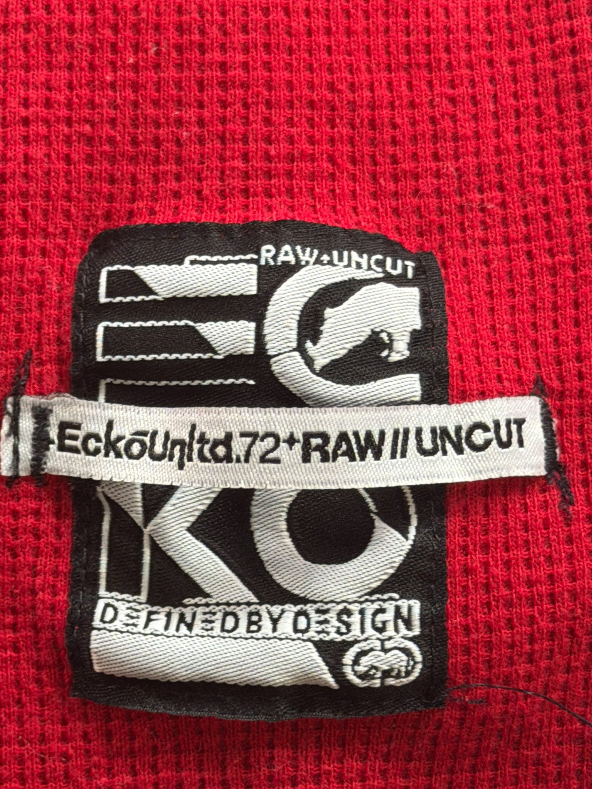 Ecko Unltd Thermal Waffle Knit Shirt Mens 3XL Red Long Sleeve Y2K Streetwear