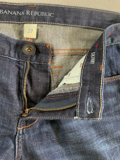 Banana Republic Skinny Jeans Women 27 Dark Wash Cuffed Stretch Denim Classic Fit