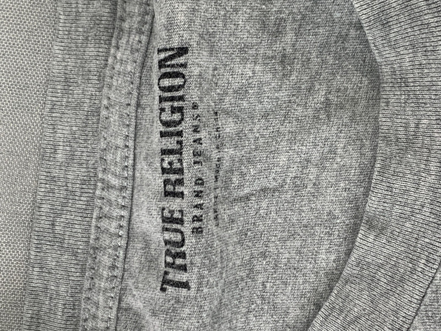 True Religion Shirt Mens Large Gray Graphic Tee Crafted With Pride Logo Cotton