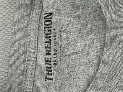 True Religion Shirt Mens Large Gray Graphic Tee Crafted With Pride Logo Cotton